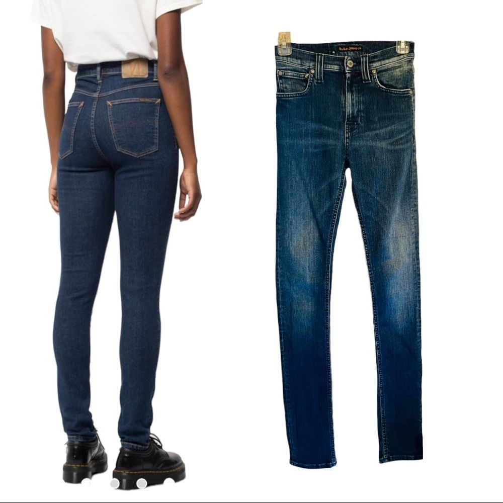 Nudie jeans co high rise skinny blue jeans size 25